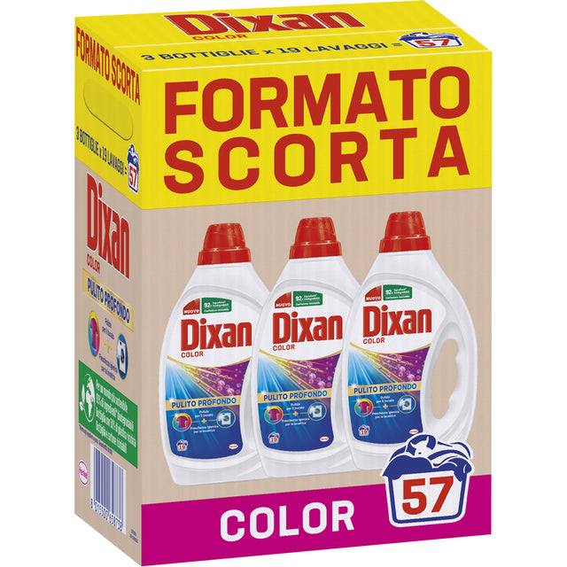 DIXAN DETERSIVO LIQUIDO BUCATO LAVATRICE COLORATI 3 PEZZI DA 19 LAVAGGI